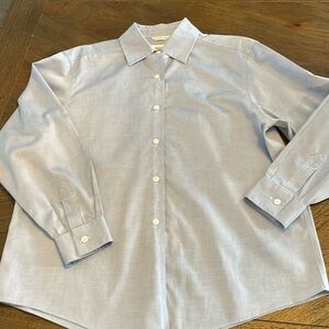 Talbots - Cotton Button Front Shirt - Size 10 - Blue